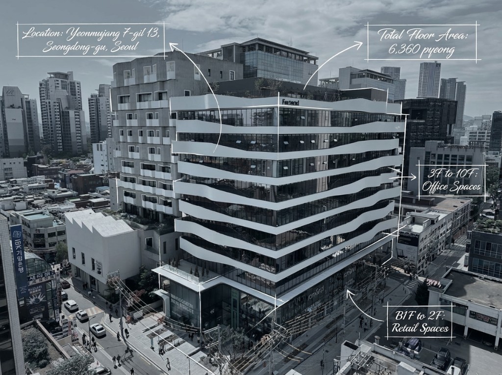 팩토리얼 성수 빌딩 외관 — 2024년 2월 준공, B5~10F 21,030㎡